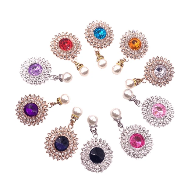 10 pièces pendentifs ronds en strass broche faite à la main pour la