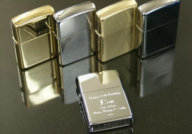 Personalised Genuine Zippo Lighter 5 Options Best Man Wedding Engraved Mens Gift