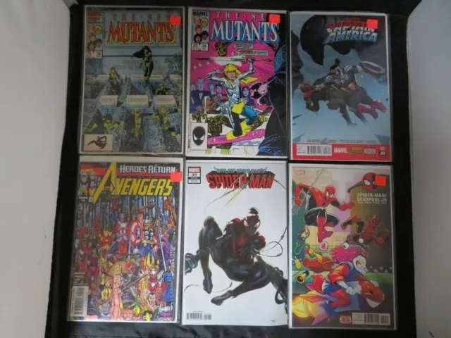 Lot of 6 Marvel Comic Books The New Mutants Spider-Man Captain America Avengers