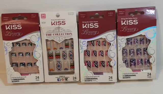 4×24 Assorted Kiss Medium Nails,dry Glue,Damage Box,New