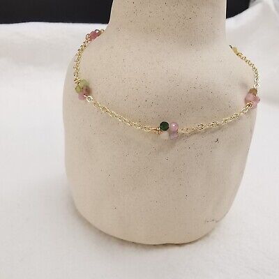 Handmade Tourmaline Bracelet Beads Colourful Tourmaline Bracelet Crystal