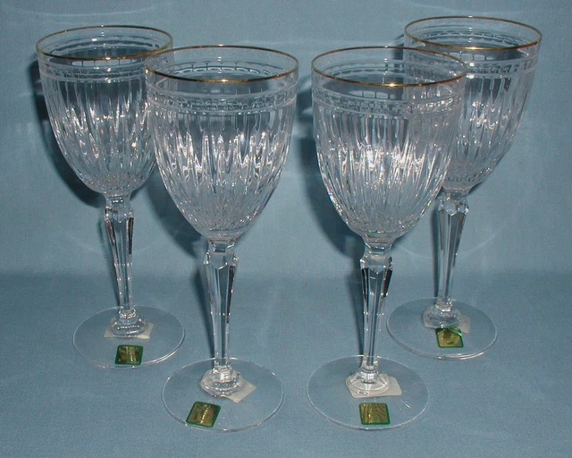 Marquis by Waterford Hanover Gold Stemmed Wine or Water Goblets 4 New w/ Tags Marquis by Waterford Hanover Gold Stemmed Wine or Water Goblets 4 New w/ Tags