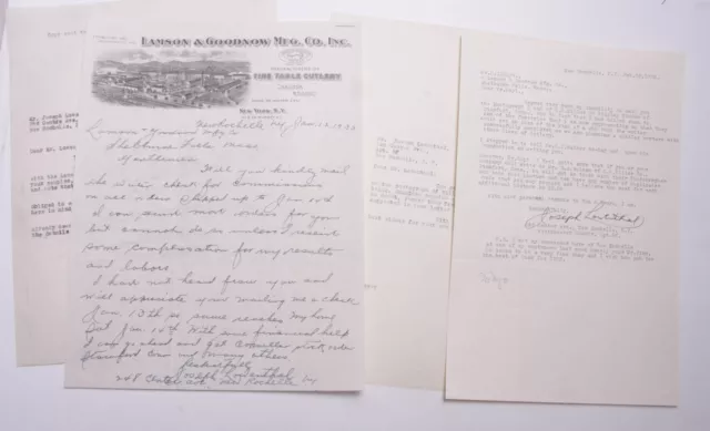 1933 Lamson Goodnow Joseph Lowenthal Handwritten New Rochelle NY Ephemera L363G