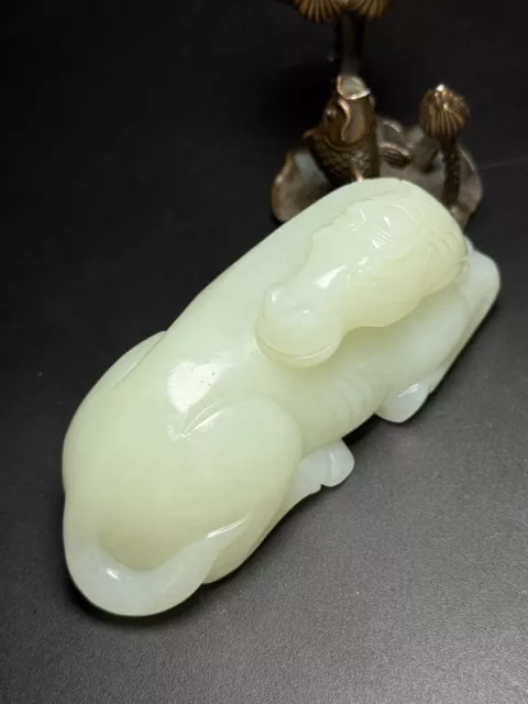 Chinese Exquisite Handmade Horse carving Hetian Jade Statue