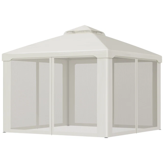 Outsunny Gartenpavillon Pavillon Gartenzelt mit 4 Seitenwänden 3 x 3 m 3