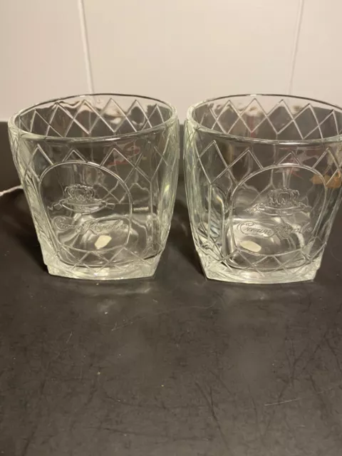 Crown Royal Glass Tumbler Embossed Diamond Pattern Canadian Whiskey On The Rocks