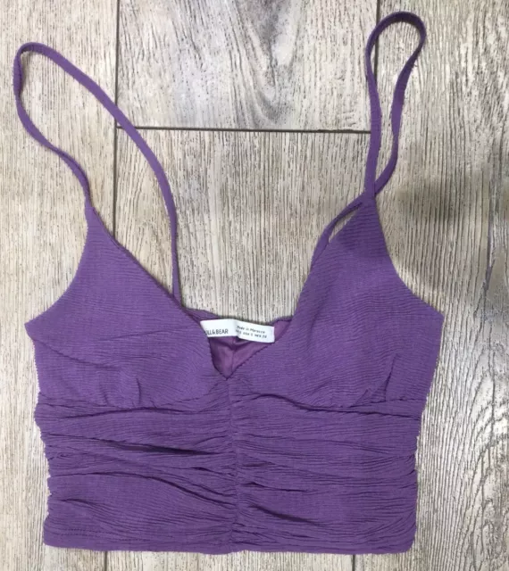 Ladies Pull & Bear Cropped Cami Purple Size Eur S New