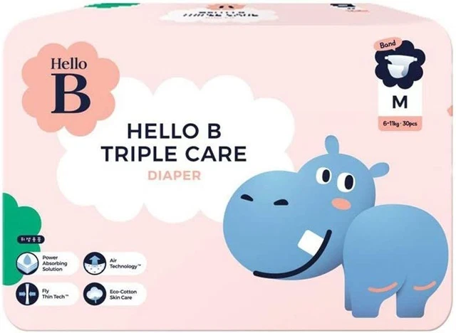 Hello B Triple Care Diaper, Band Type, Ultra Slim, Light Weight, Medium...