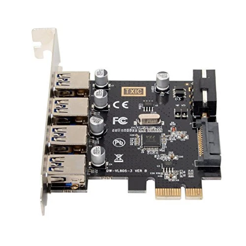 Adaptateur de carte d'extension PCI Express 5 Gb/s à 4 ports USB 3.0 pour car...