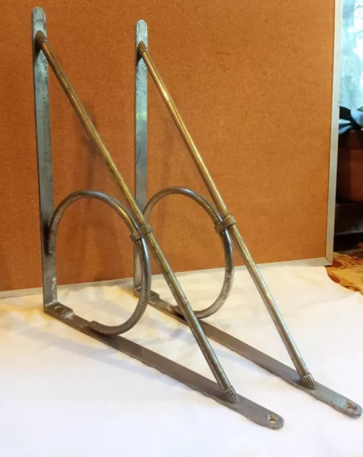 Vintage Art Deco Nickel Plated Brass Sink Brackets Supports 1920s 16" x 18"