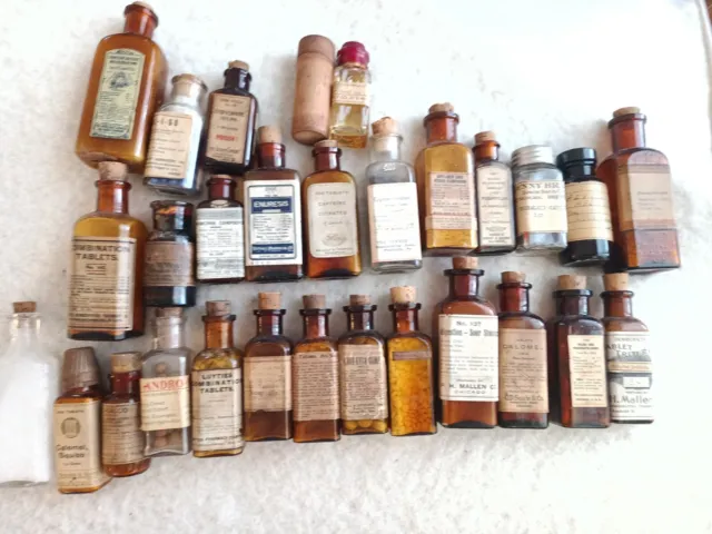Antique Homeopatic Remedy Bottles Brown , Clear Glass Bottles Treasure1800-1900
