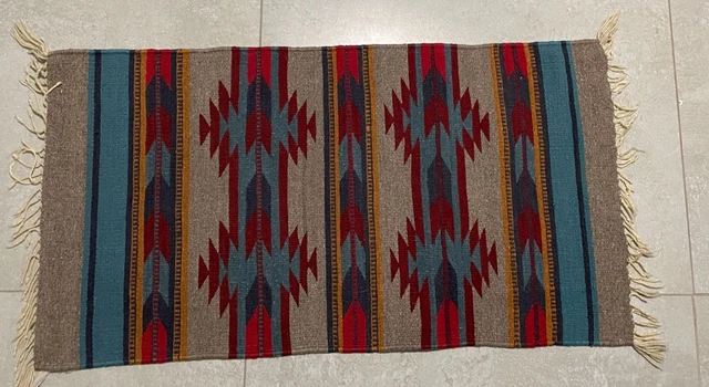 Vintage Zapotec Wool Rug; Approx 43”x 23” Well cared for.