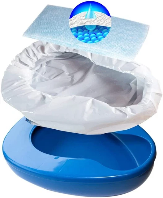 Konturiertes Bettpfannen-Set mit 25 super saugfähigen Pads und Einlagen - strapazierfähiges Bett Pa