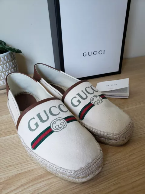 NWB Gucci Mens Shoes canvas leather GG logo Guccissima Loafer Sneaker Gucci  sz7