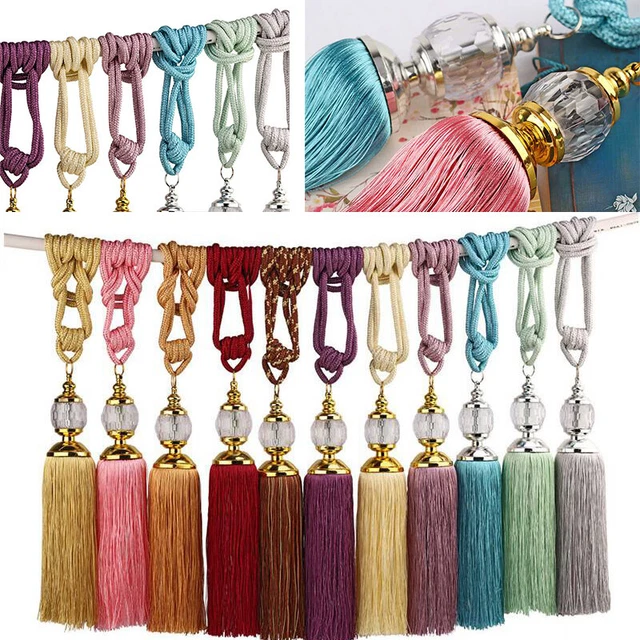 2pcs Bedroom Tie Rope Tiebacks Holdbacks Backs Beaded Ball Tassel Decor Curtain