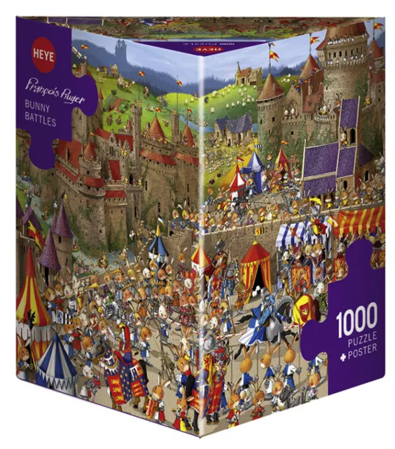 (HY29920) - Heye Puzzles - Triangular, 1000 Pc - Bunny Battles, Ruyer