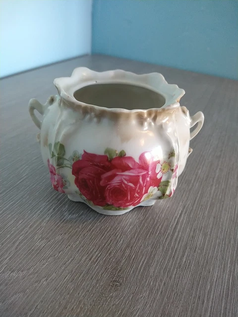 Vintage Porcelain Sugar Bowl Floral No Lid *HAS CRACKS AND CHIPS*