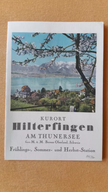 altes Reise Prospekt Kurort Hilterfingen am Thunersee, Schweiz, um 1932