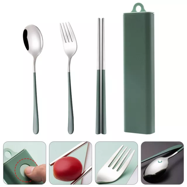 Spoon Fork Chopsticks Reusable Travel Flatware Silverware Kit