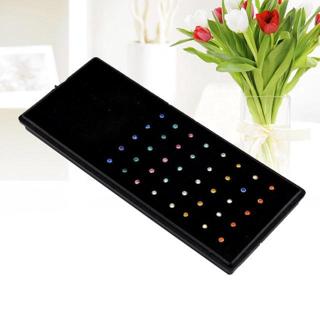 40pcs Surgical Steel Nose Studs Embedded with Crystal Nose Piercing