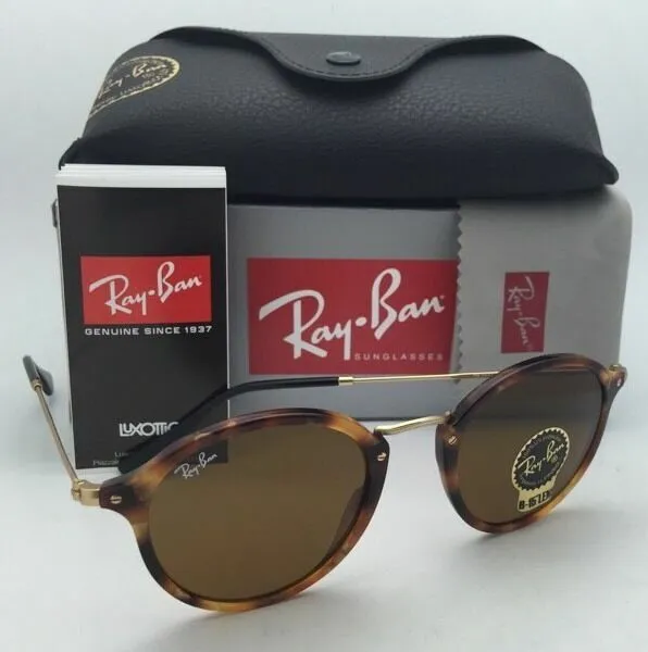 New Ray-Ban Sunglasses ICONS RB 2447 1160 49-21 Havana & Gold w/B15 Brown lenses