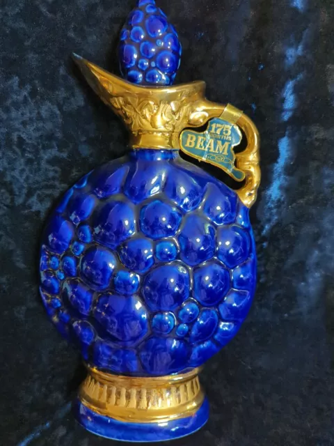 Jim Beam Cobalt Blue Old Ceramic 1963 Liquor Bottle Regal China vintage