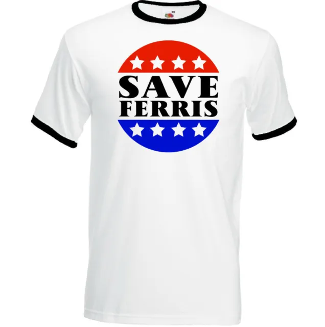 Ferris Bueller Day Off T-Shirt Save Ferris da Uomo Retrò 80's Movie