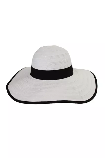 Collection Xiix White Mixed Braid Straw Floppy Hat OS 2