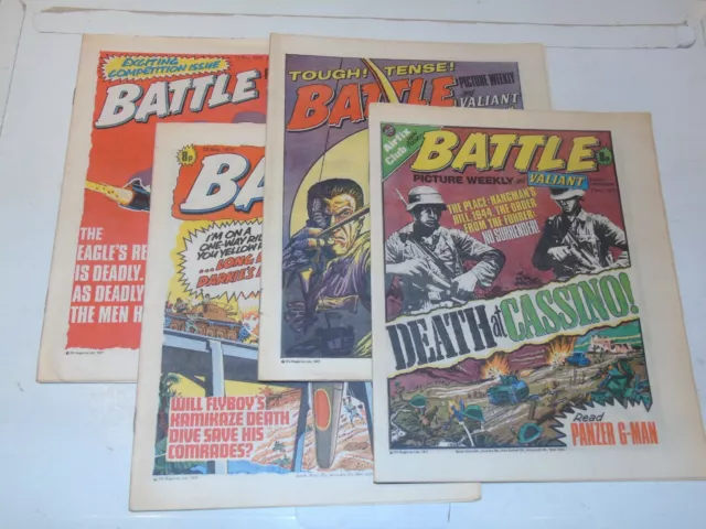 BATTLE PICTURE WEEKLY & VALIANT JOB LOT - 4 Comics - 07/05/1977 - 28/05/1977