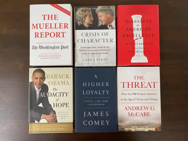 Lot of 6 Political Books - Like New - Clinton, Obama, Trump, Comey, Mueller, etc