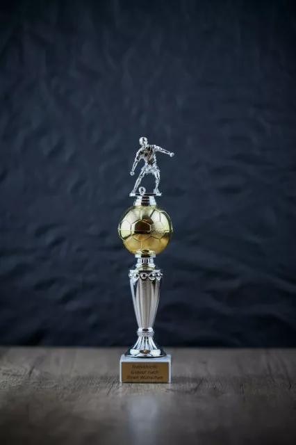 Fußball Pokal Turnier mit Gravur | 31cm Goldball Pokale Fussball Zubehör 3