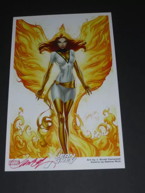 Jean Grey Phoenix Art Print Signed By J Scott Campbell 11X17