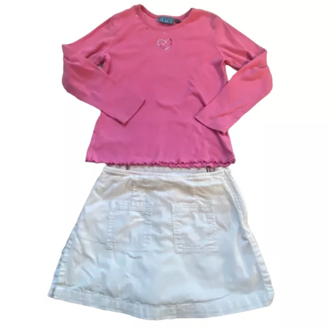 The Childrens Place/TKS Basics Girls Skirt Outfit-Pink/White-Size 8-GUC