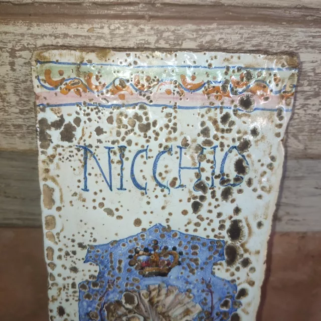 Carreau panneau plaque en faience céramique XVIIème Italie Majolique NICCHIO 17t 2