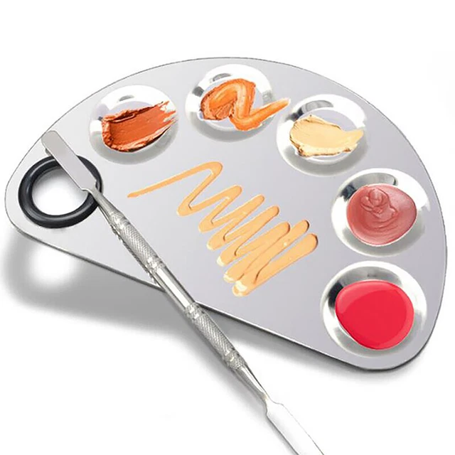 Mixer trucco acciaio inox set miscelatore cosmetico nail art tavolozza spatola a ZC