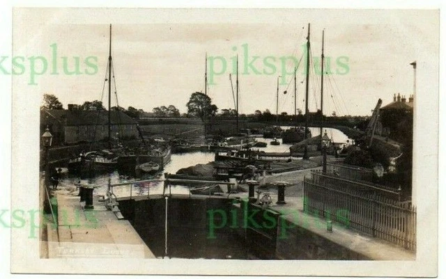 Postcard Bilged / Keel Sail Barges Torksey Locks Lincoln Brocklehurst Real Photo