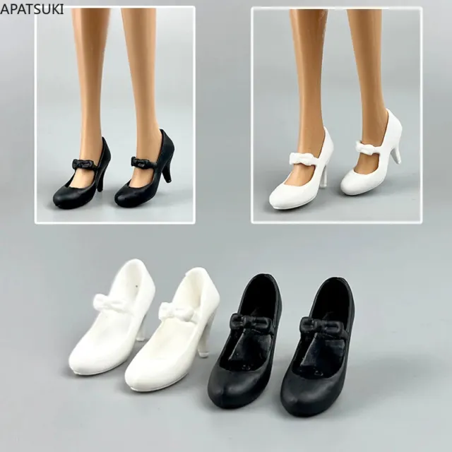 Schwarz Weiß Mode Fliege Schuhe für Barbie Puppe Büro Dame High Heels Schuhe 1/6