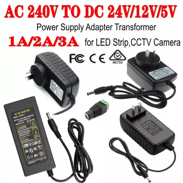 240V AC TO DC 24V/5V/12V 1A 2A 3A Transformer Power Supply Adapter For LED Strip