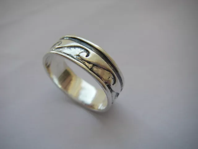 jolie bague frise de VAGUE  Taille 55 / 3gr ARGENT MASSIF 925 ring N°17