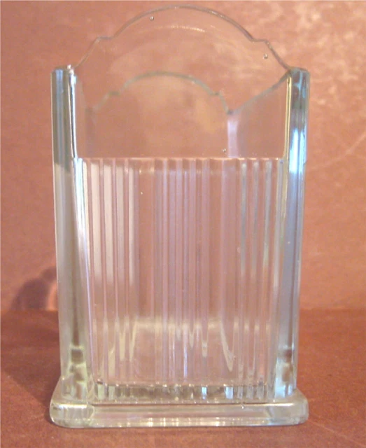 1930 s Vintage RIBBED GLASS FAN FOLD NAPKIN HOLDER Hoosier Cabinet 3