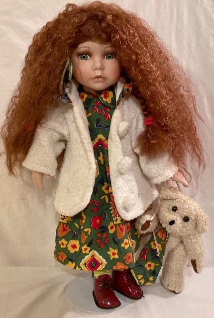 Vintage Duck House Heirloom Porcelain Doll Red Hair Green Eyes 19 1/2"