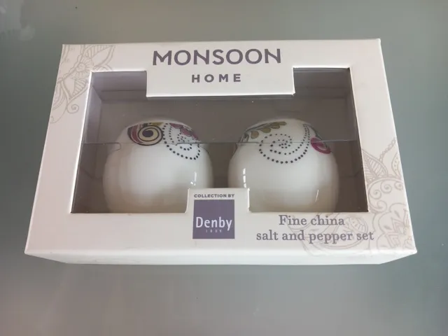 Denby Monsoon COSMIC Salz und Pfeffer Set. Verpackt unbenutzt. Ausverkauft 2016.