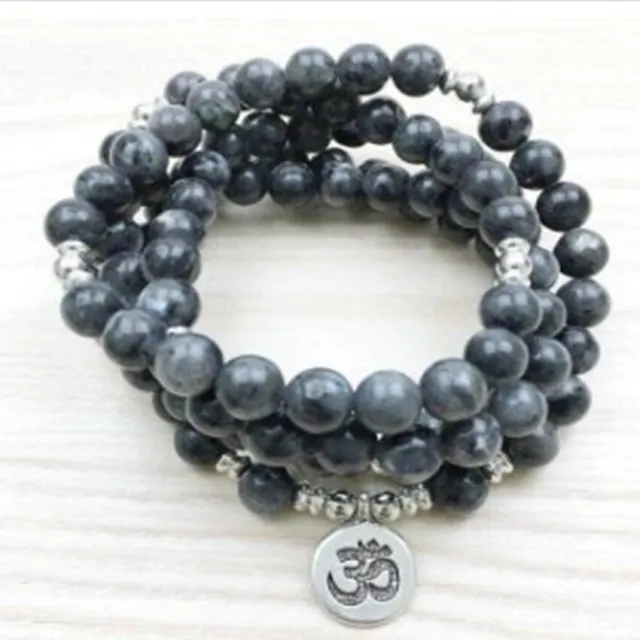 6MM Spectrolite Bracelet 108 Beads Buddha Pendant Reiki Pray Buddhism Mala Bless