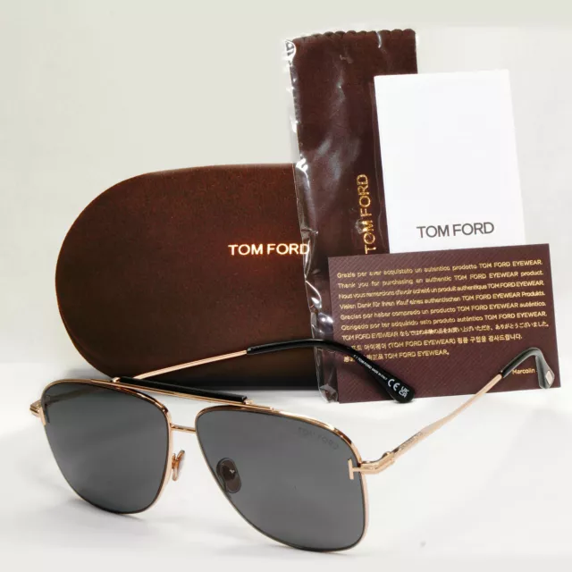 Tom Ford Sunglasses Jaden Gold Grey Metal Pilot Square FT1017 TF 1017 28A