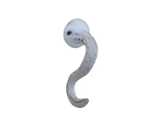 [Pack Of 2] Whitewashed Cast Iron Octopus Tentacle Decorative Metal Wall Hook...