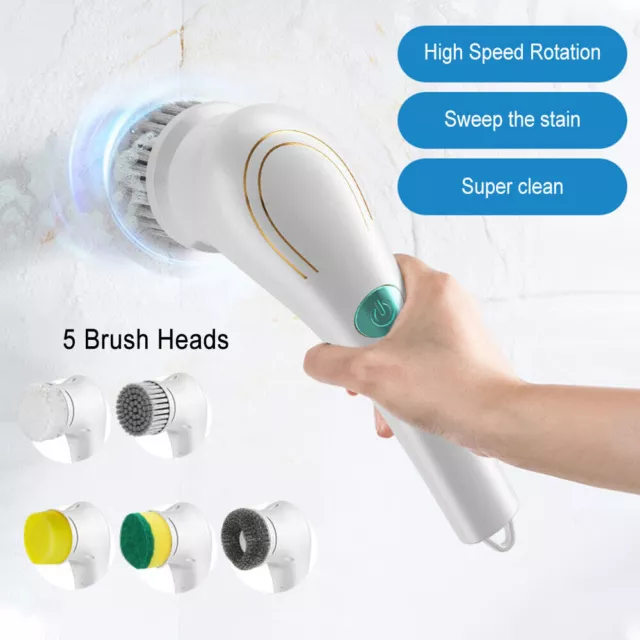 Electric Spin Scrubber Cordless Cleaning Brush Rotating Scrubber Clean Bathroom