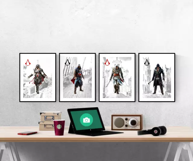 Assassins Creed Set Of 4 Prints Xbox PS5 Pictures Wall Art Poster