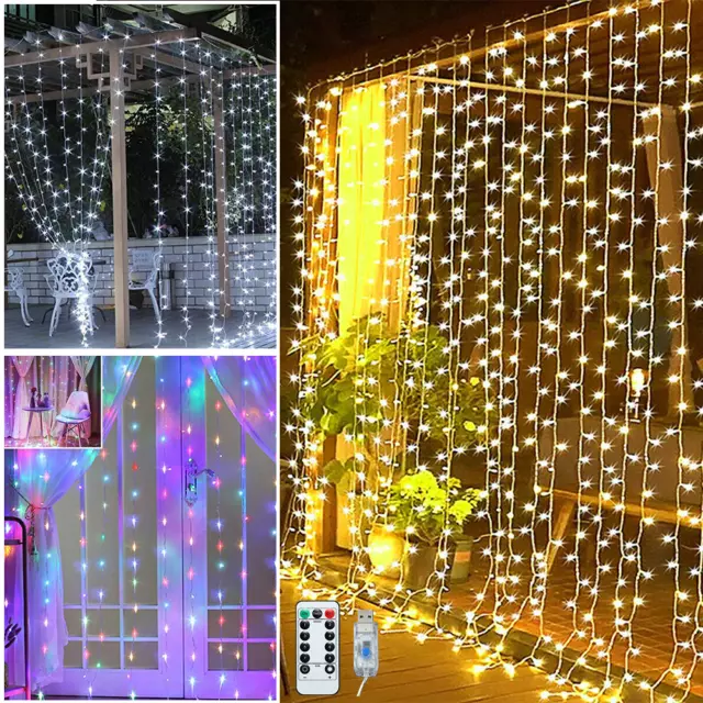 LED Lichtervorhang Lichterkette Lichternetz Fenster Licht Innen Weihnachten Deko