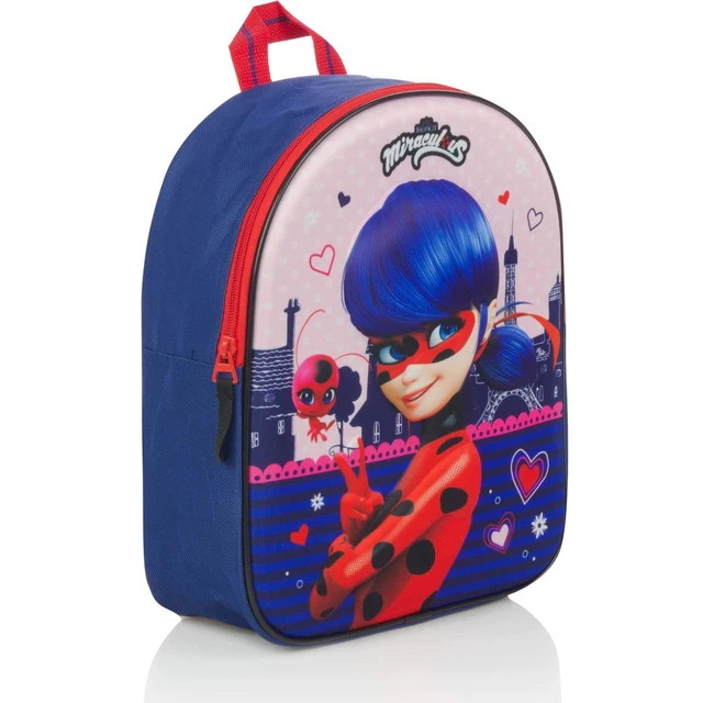 Miraculous Super Secret 3D Rucksack - Mit Hero-Print, Gepolsterte Träger, Rot-marineblau, Für Kinder