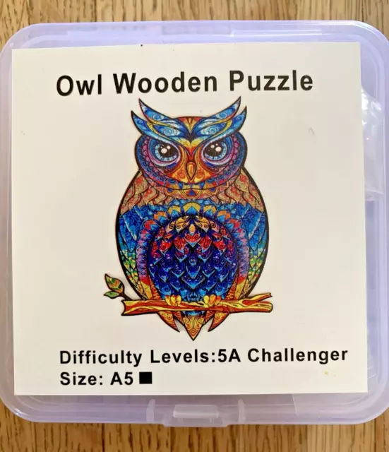 Unidragon Wooden Jigsaw Puzzle "Charming Owl" for Adults - Size A5, Appx 110 pcs